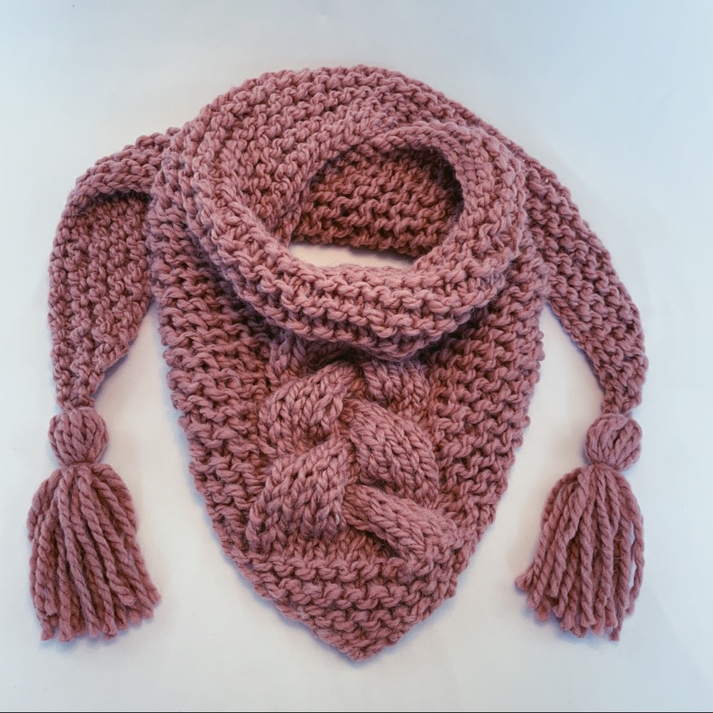 Rose Pink Triangle Tassel Scarf